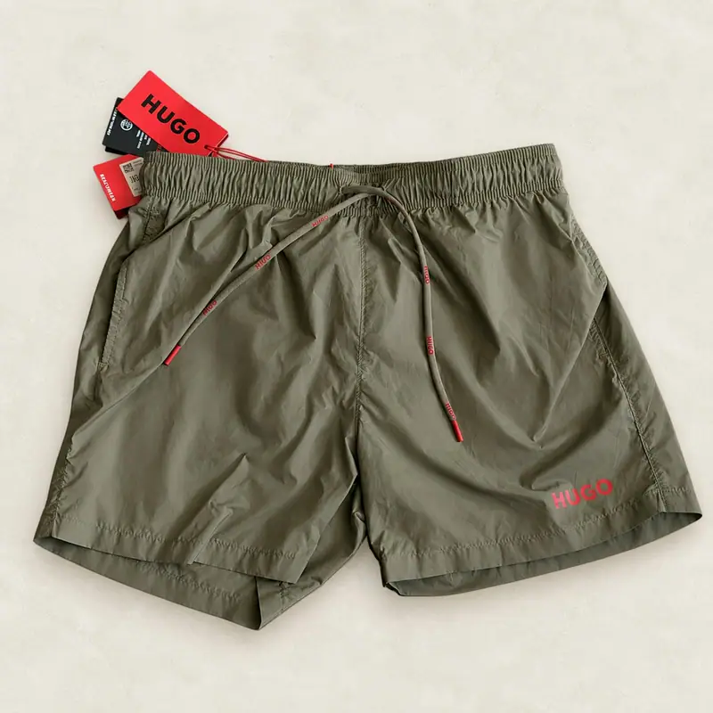HUGO swim shorts, khaki green, size M, new with tags