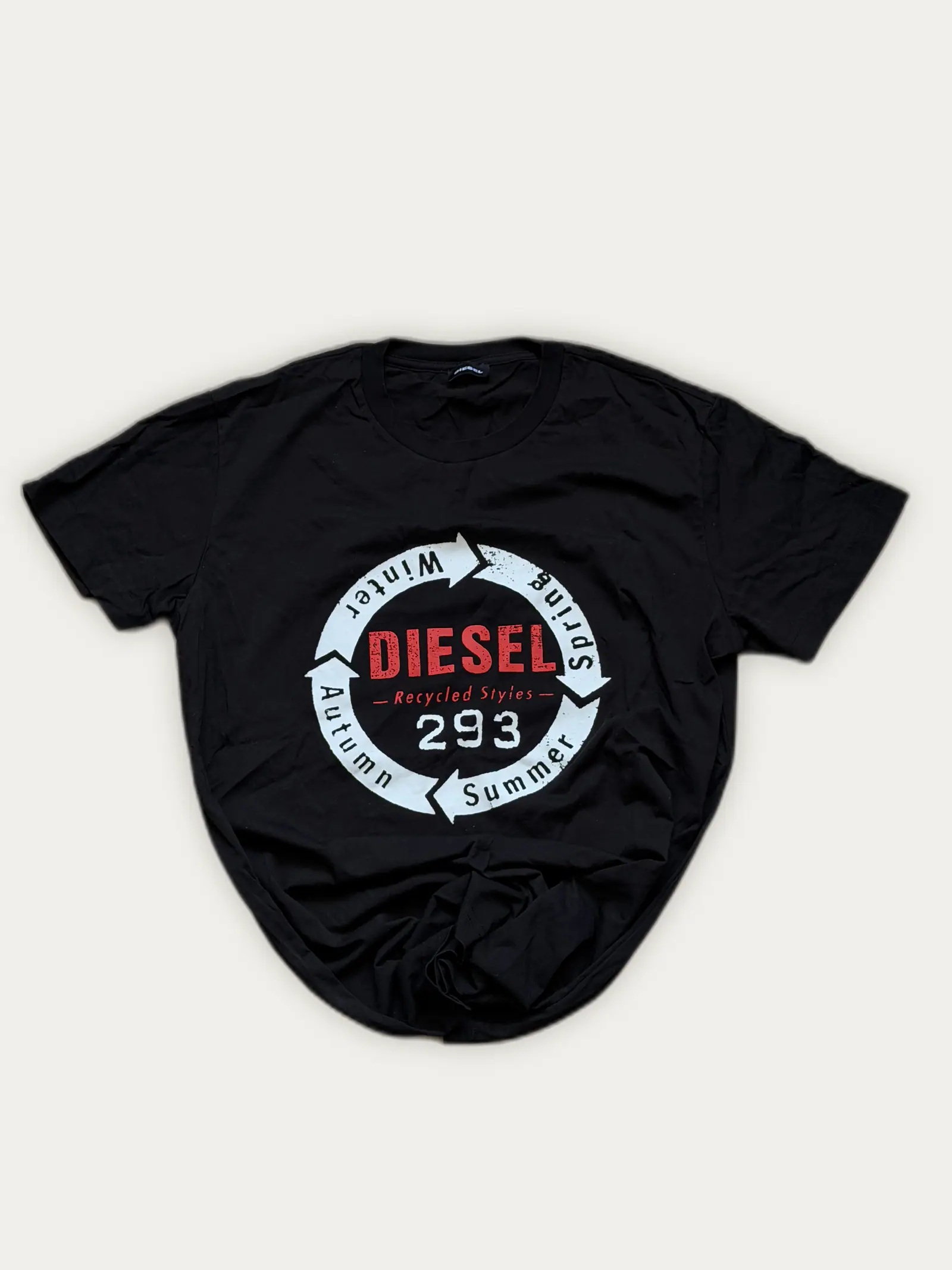 Diesel 293 Recycled Styles tee, black, XL, as new