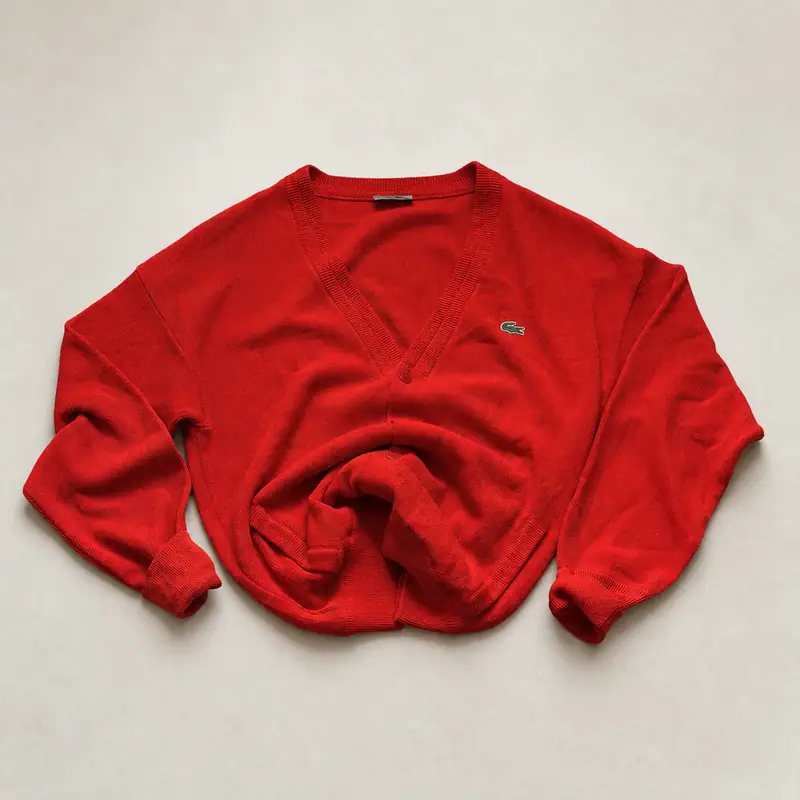 Chemise Lacoste — Red Oversized Cardigan