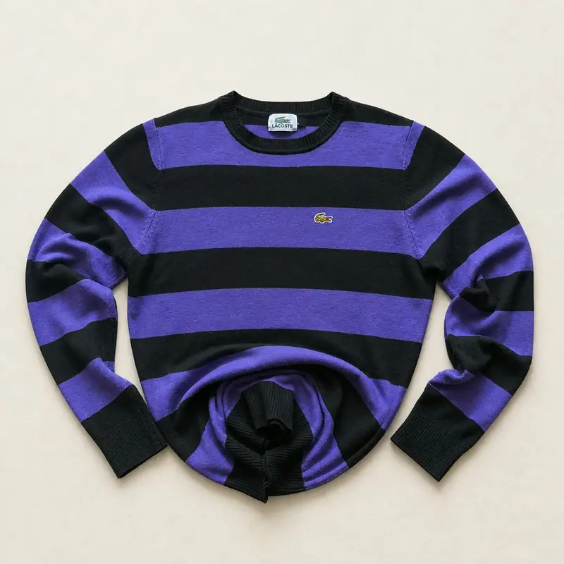 Lacoste — Purple and Black Striped Jumper