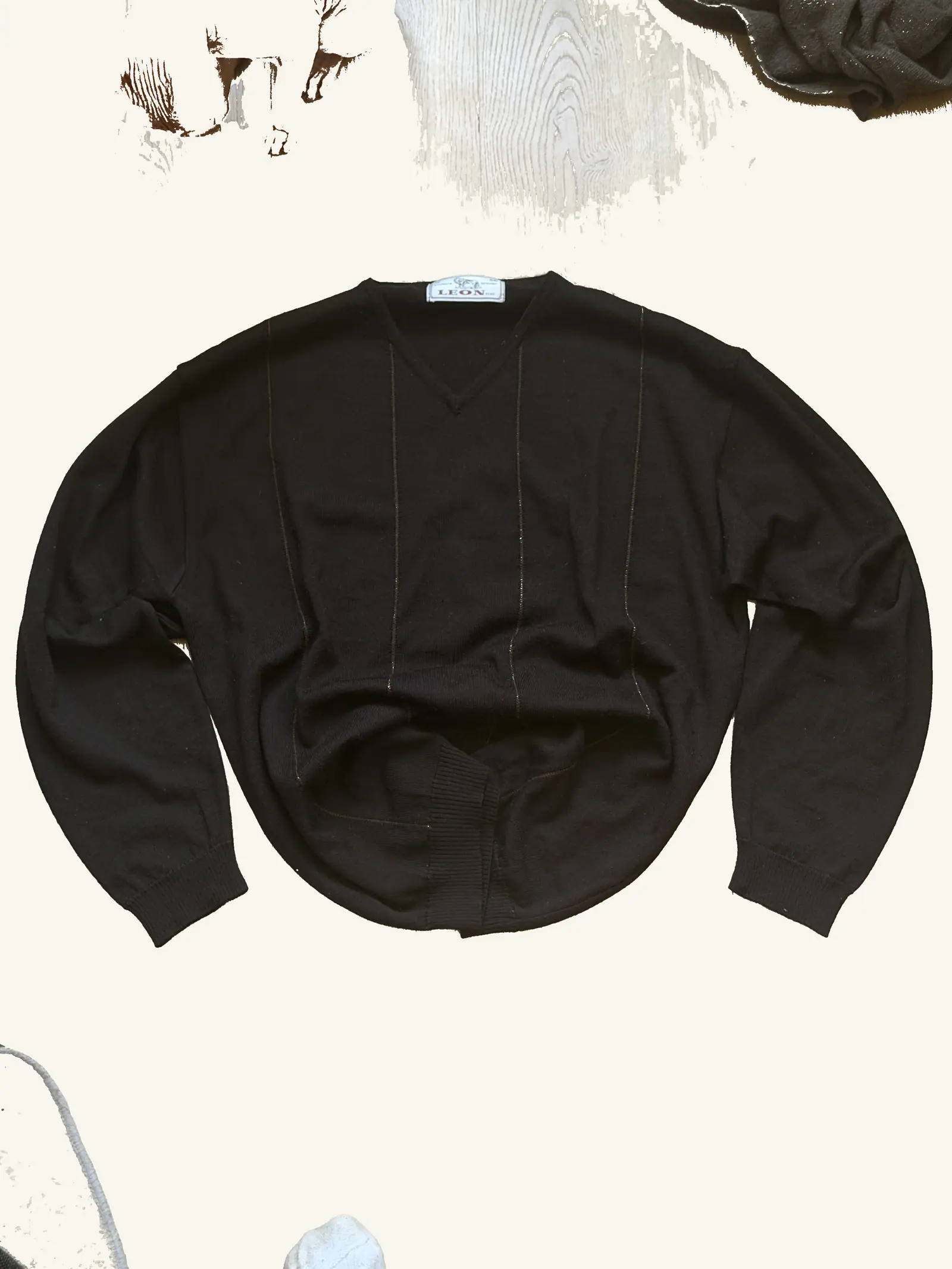 Vintage Jumper — Brown V-Neck Tonal Seams