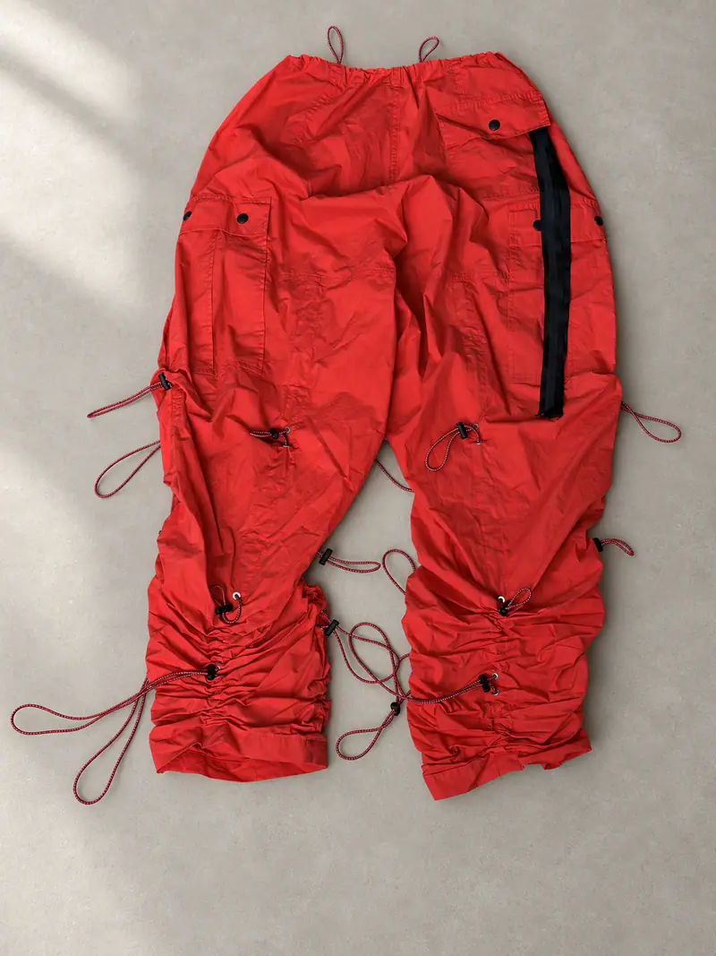 Ben Taverniti Unravel Project Red Bungee Parachute Cargo Pants