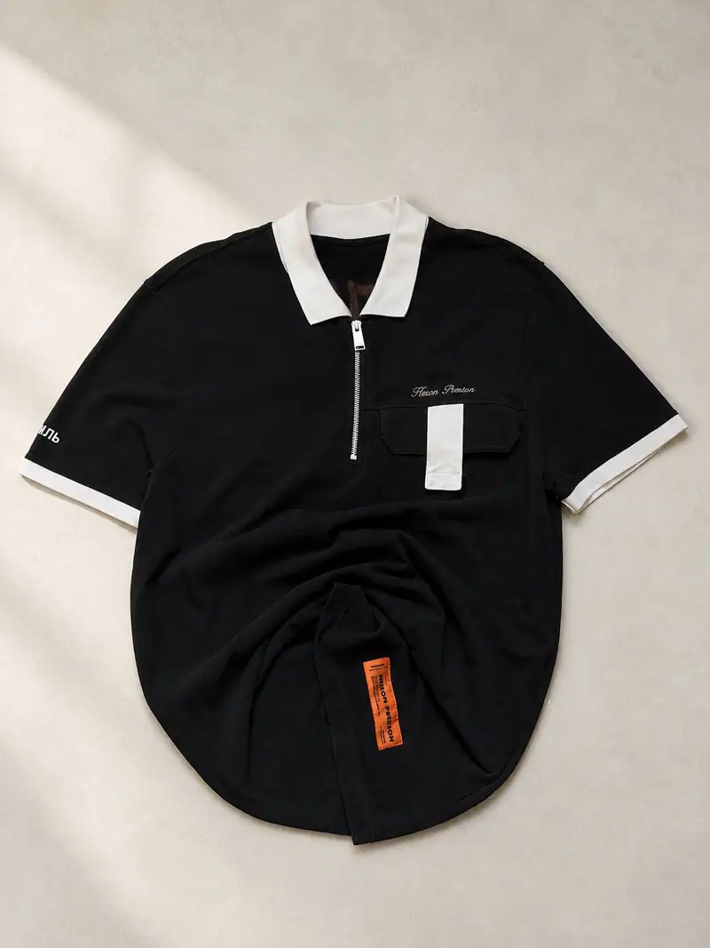 Heron Preston — СТИЛЬ Half-Zip Polo Black
