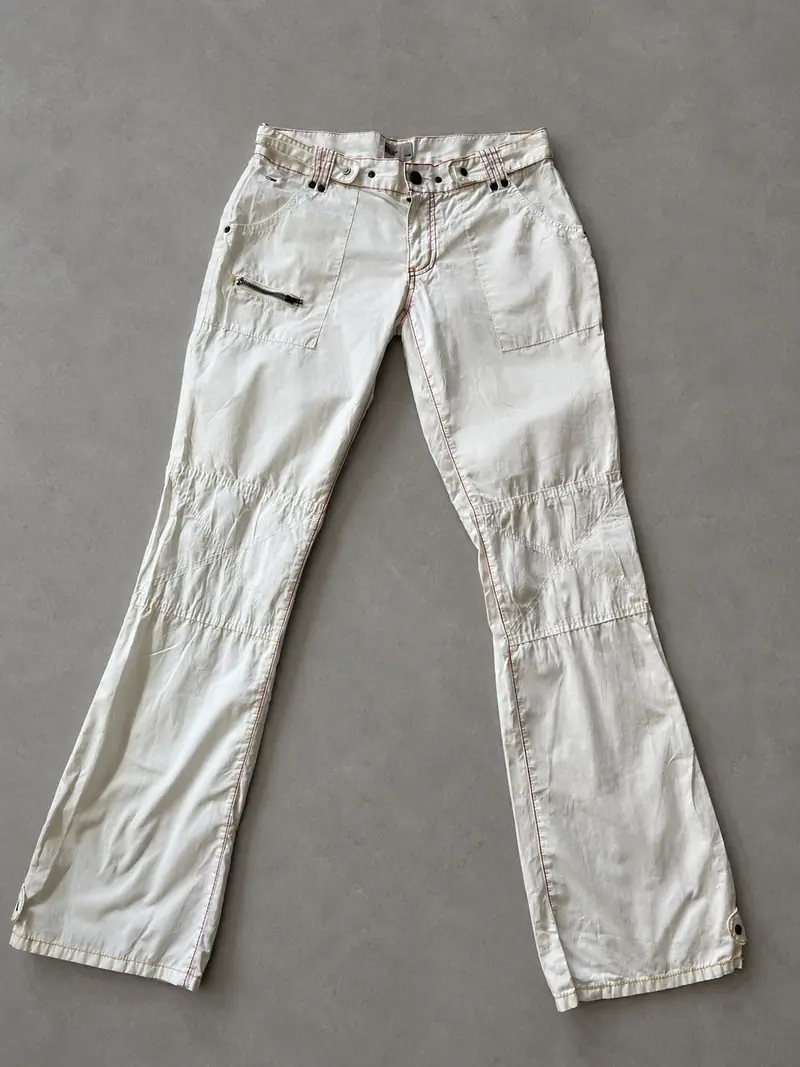 Tommy Hilfiger Denim — White Low-Rise Cargo Trousers, Y2K
