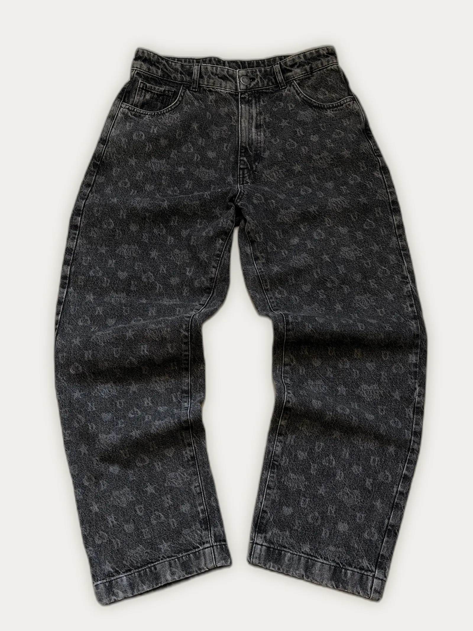 Nude Project baggy jeans, black/grey monogram print, as new